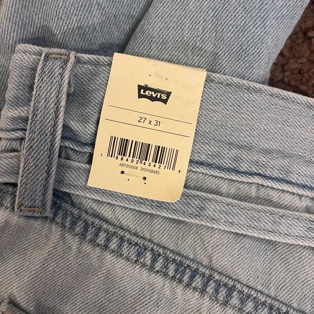 NWT Levi's XL Baggy Straight Jeans Light Wash Blue Size 27x31 Tie Waist Y2K - Picture 10 of 12